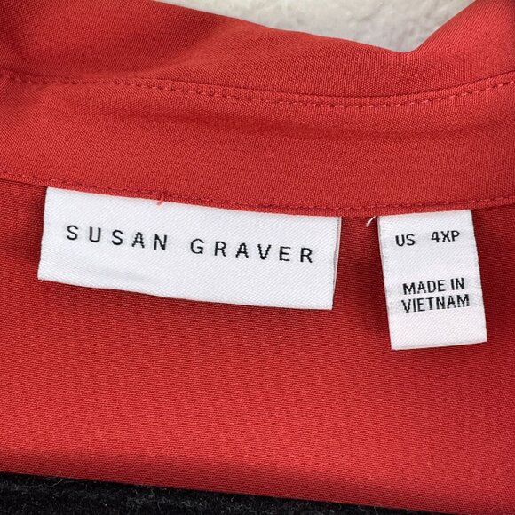 Susan Graver Woman Plus 4XP Rust Button Up Tunic Top Shirt Pockets Long Sleeve - Picture 3 of 10